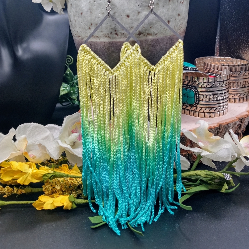 Ombre Fringe Statement Earrings